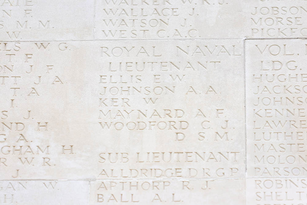 Name panel showing Royal Naval DIvision commemorated on the Thiepval Memorial.