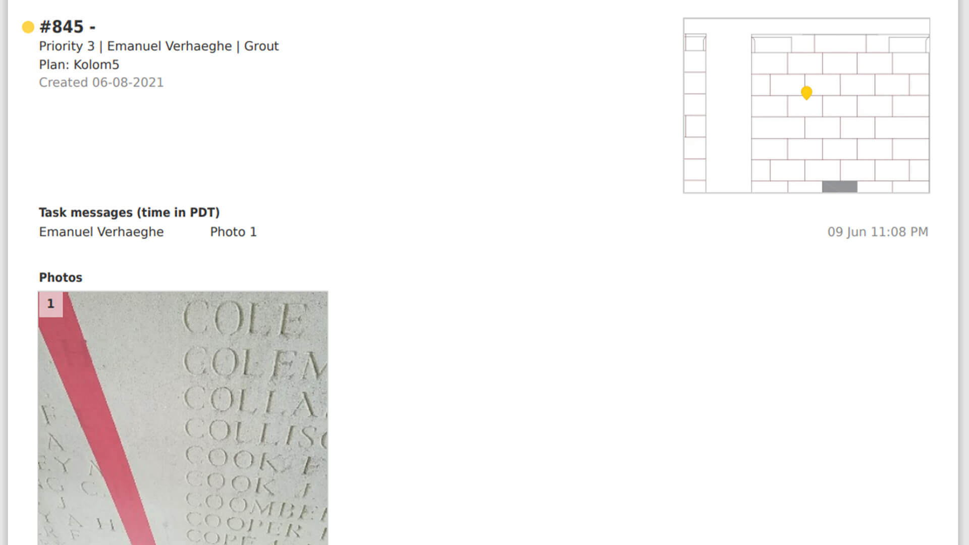 Example Of The Inventory Of Damage To Natural Stone Panel 