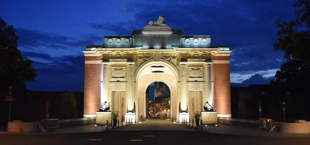 menin gate restoration gate at night