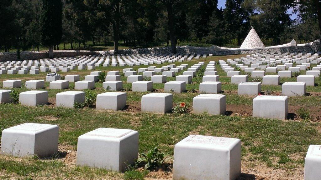 Macedonian tablet markers in cemetery