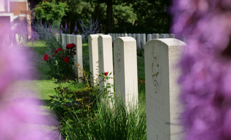 CWGC Headstones Purple Flowers