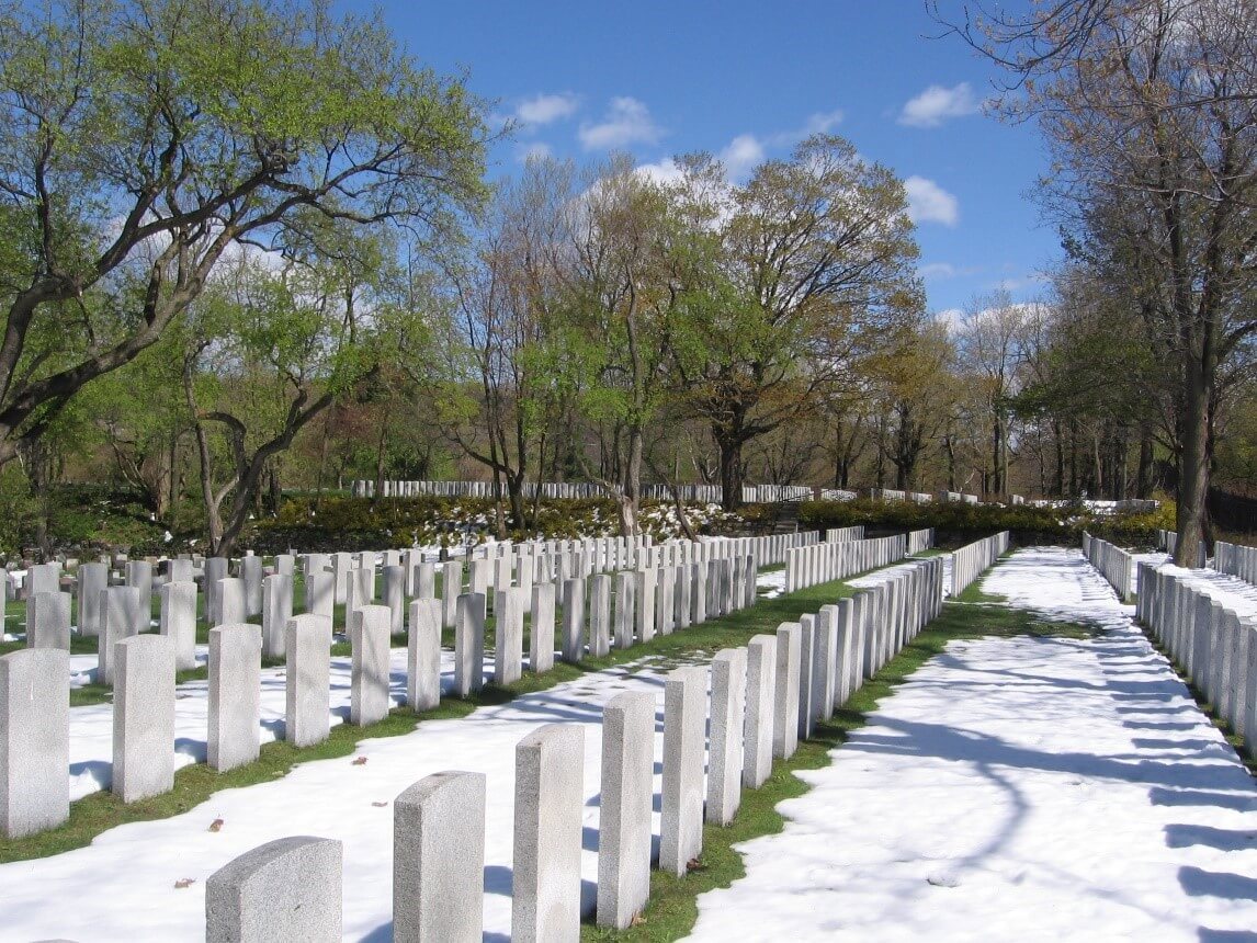 Cemetery in Canada in the snow