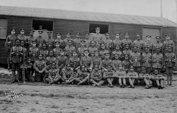 Soldiers posing for group shot