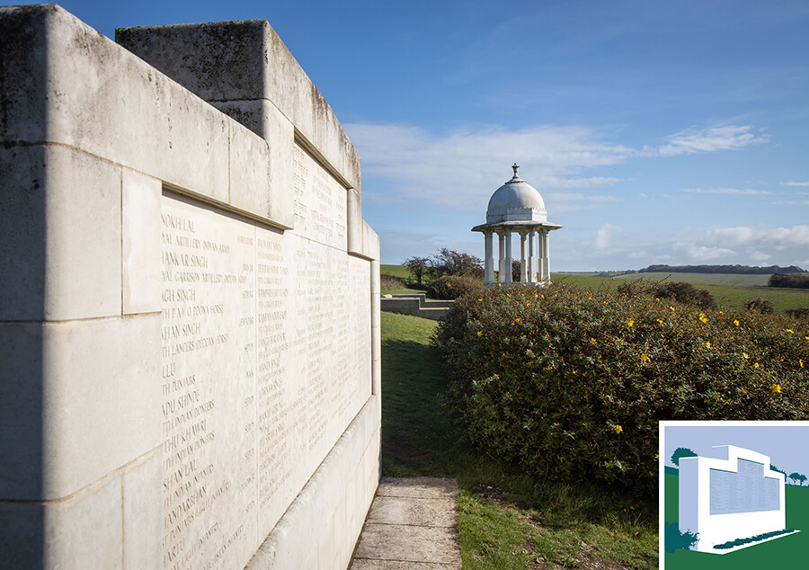 Patcham Down Memorial with bushes