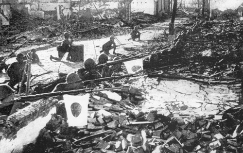 Japanese Troops In Ruins Of Shanghai 1937