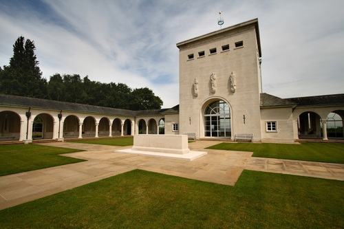 Runnymede Memorial central courtyard with Stone of Remembrance and tower clearly visible.