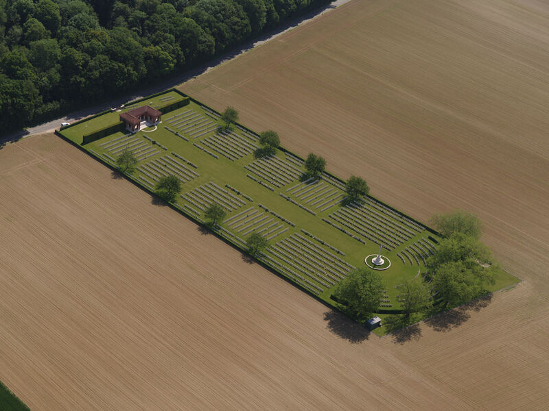 Bird's eye view of London Cemetery & Extension